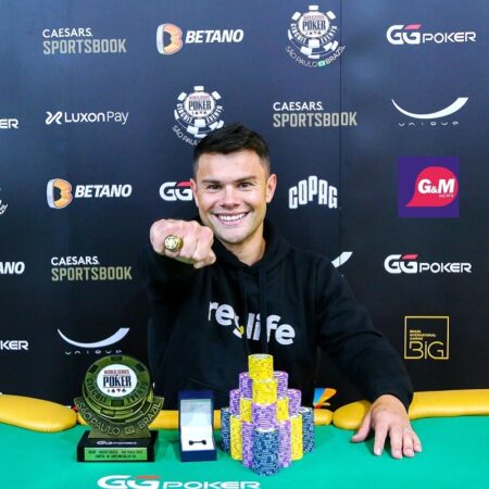 Gustavo Mastelotto brilha como campeão no Super High Roller da WSOP Brazil